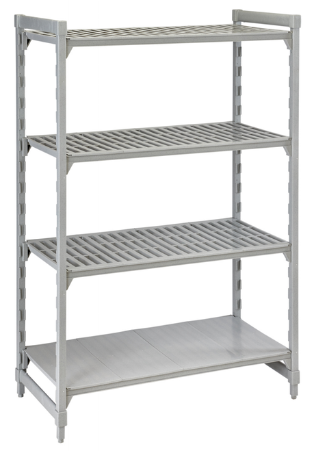 Cambro CPU244884VS4PKG Camshelving® Premium Stationary Starter Unit with 3 Vented Shelves and 1 Solid Shelf - 24" x 48" x 84"