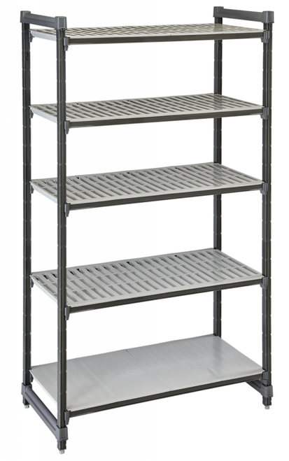Cambro ESU184284VS5580 Camshelving® Elements Stationary Starter Unit with 4 Vented Shelves and 1 Solid Shelf - 18" x 42" x 84"