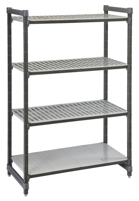 Cambro ESU214284VS4580 Camshelving® Elements Stationary Starter Unit with 3 Vented Shelves and 1 Solid Shelf - 21" x 42" x 84"
