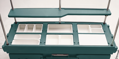 Cambro KVC856192 CamKiosk Granite Green Vending Cart with 6 Pan Wells