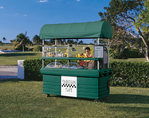 Cambro KVC856C519 CamKiosk Green Vending Cart with 6 Pan Wells and Canopy