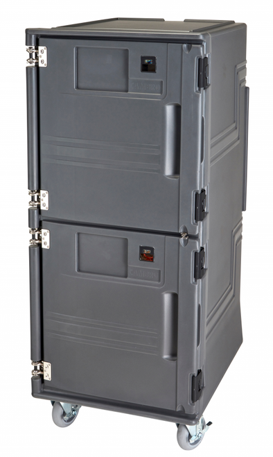 Cambro PCUHC2SP615 Pro Cart Ultra® Charcoal Gray Tall Profile Electric Hot Top / Cold Bottom Food Holding Cabinet in Fahrenheit with Security Package - 220V