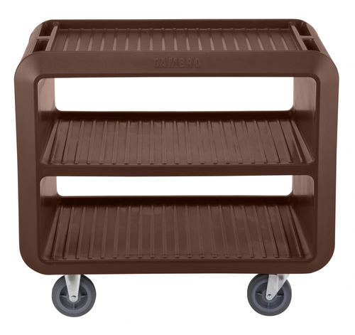 Cambro SC337131 Service Cart Pro 42" x 24" x 37" Dark Brown One-Piece Beverage / Service Cart with 2 Fixed and 2 Swivel Casters