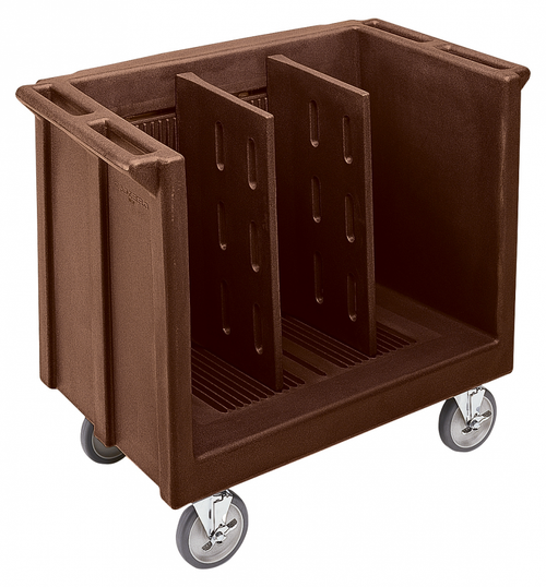 Cambro TDC30131 Adjustable Dark Brown Tray and Dish Cart with Vinyl Cover