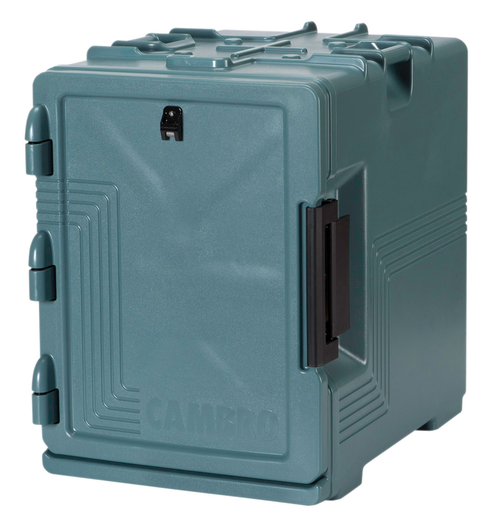Cambro UPCS400401 Ultra Pan Carrier® S-Series Slate Blue Front Loading Insulated Food Pan Carrier with Menu Clip / Pocket - Holds 6 Pans