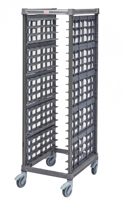 Cambro UPR1826FPA20 Camshelving® Ultimate 20 Pan End Load Bun / Sheet Pan Rack with Plastic Casters - Assembled