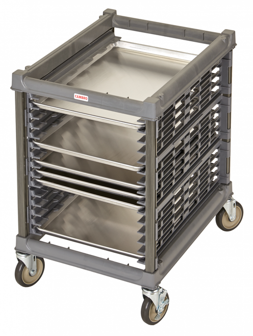 Cambro UPR1826U15 Camshelving® Ultimate 15 Pan Undercounter End Load Bun / Sheet Pan Rack with Metal Casters - Unassembled