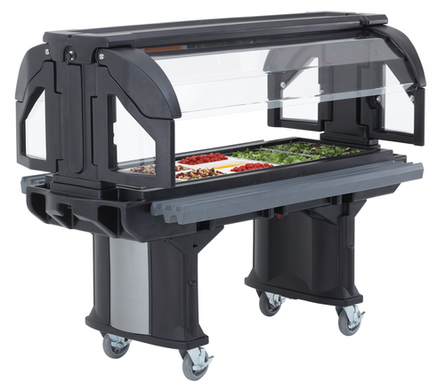 Cambro VBRL6110 Black 6' Versa Food / Salad Bar with Standard Casters - Low Height