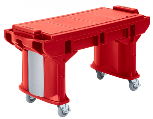 Cambro VBRTHD5158 Hot Red 5' Versa Work Table with Heavy Duty Casters
