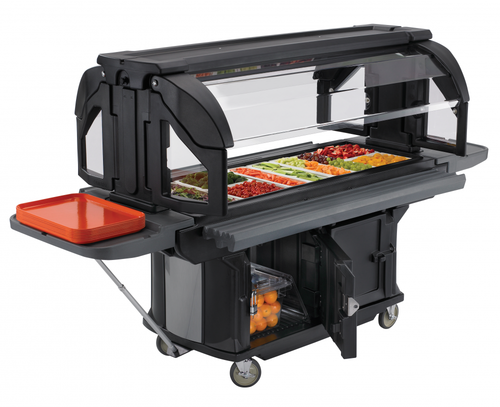 Cambro VBRUHD5110 Black 5' Versa Ultra Food / Salad Bar with Storage and Heavy-Duty Casters