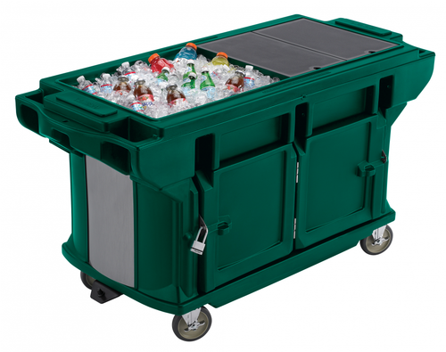 Cambro VBRUTHD5519 Kentucky Green 5' Versa Ultra Work Table with Storage and Heavy-Duty Casters