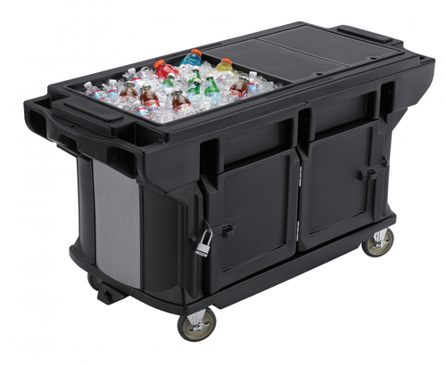 Cambro VBRUTHD6110 Black 6' Versa Ultra Work Table with Storage and Heavy Duty Casters