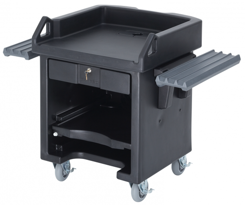 Cambro VCSWRHD110 Black Versa Cart with Dual Tray Rails and Heavy Duty Casters
