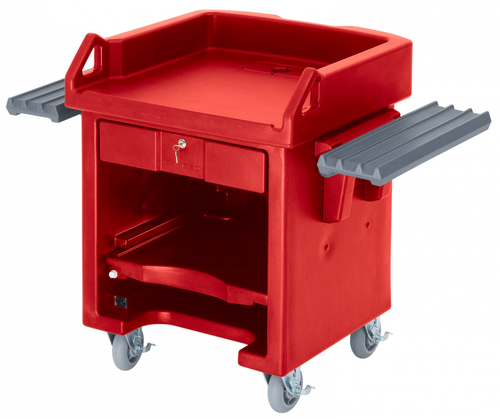 Cambro VCSWRHD158 Hot Red Versa Cart with Dual Tray Rails and Heavy Duty Casters