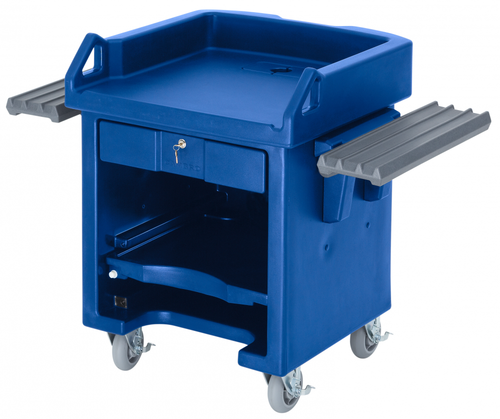 Cambro VCSWRHD186 Navy Blue Versa Cart with Dual Tray Rails and Heavy Duty Casters