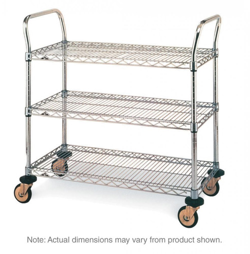 Metro MW705 Super Erecta 18" x 36" x 38" Three Shelf Standard Duty Chrome Utility Cart