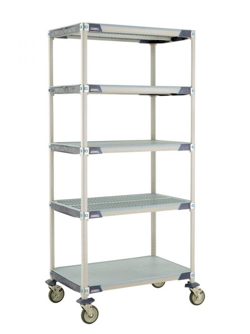 Metro 5X537EGX3 MetroMax i Polymer Grid Cart with Solid Bottom Shelf - 24" x 36"