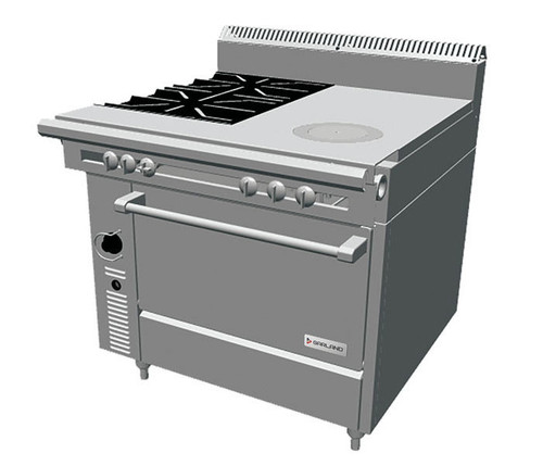 Garland - Cuisine Series 36" Liquid Propane Modular Top Range w/ 2 Right Open Burners & 1 Front Fired Hot Top - C0836-17M