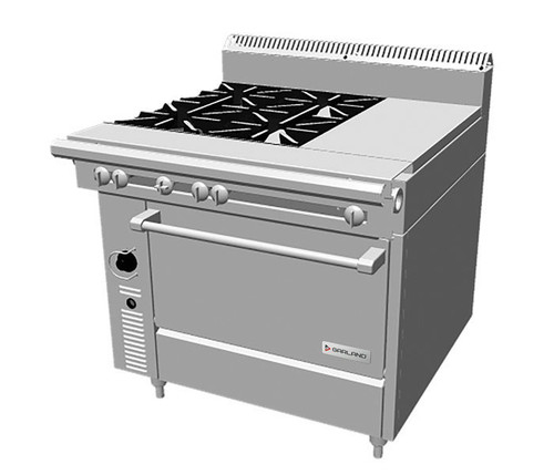 Garland - Cuisine Series 36" Liquid Propane Range w/ Standard Oven, 4 Open Burners Right & 1 Even Heat Hot Top Left - C836-13L