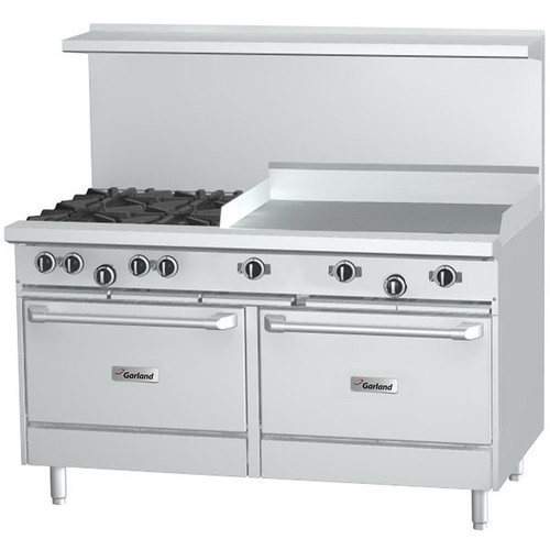 Garland - G-Series 60" Liquid Propane Range w/ 2 Storage Bases, 4 Open Burners & 36" Griddle - G60-4G36SS