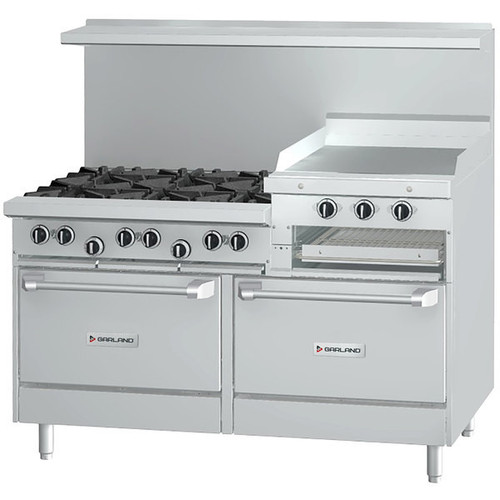 Garland - G-Series 60" Liquid Propane Range w/ 2 Standard Ovens, 6 Open Burners & 24" Raised Griddle/Broiler - G60-6R24RR
