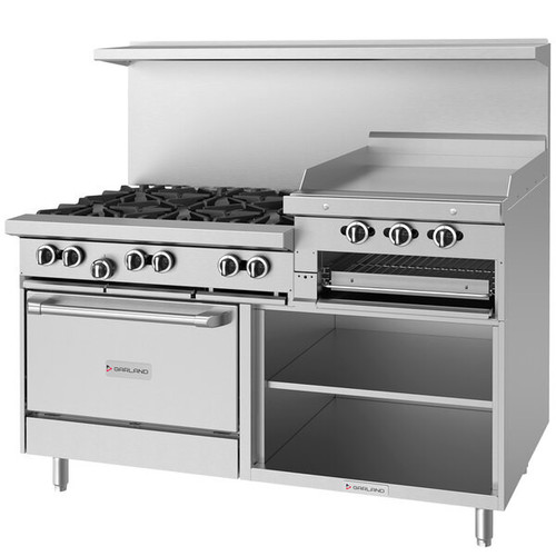 Garland - G-Series 60" Natural Gas Range w/ 2 Storage Bases, 6 Open Burners & 24" Raised Griddle/Broiler - G60-6R24SS