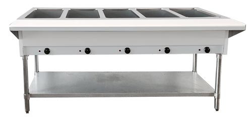 Omcan - 72" Stainless Steel Open Well Electric Hot Food Table w/ 5 Pans - 46648