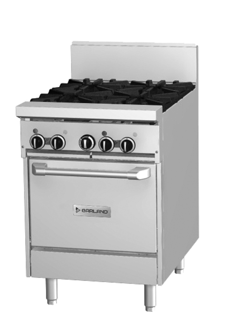 Garland - GF Series 24" Natural Gas Range w/ 1 Space Saver Oven, 4 Open Burners & Electric Spark Ignition 115V - GFE24-4L