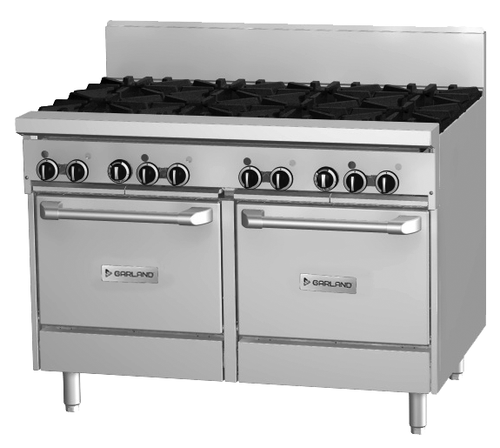 Garland - GF Series 48" Natural Gas Range w/ 2 Space Saver Ovens, 4 Open Burners, 24" Griddle & Electric Spark Ignition 240V - GFE48-4G24LL