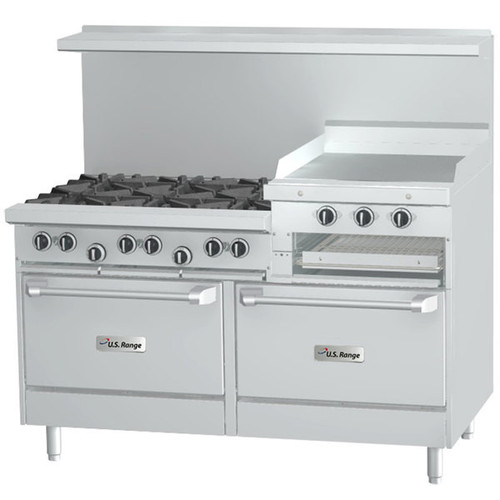 Garland - U Series 60" Liquid Propane Range w/ 2 Ovens, 6 Open Burners & 24" Raised Griddle - U60-6R24RR