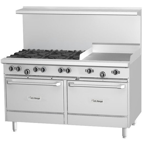 Garland - U Series 60" Liquid Propane Range w/ 2 Ovens, 8 Open Burners & 12" Griddle - U60-8G12RR