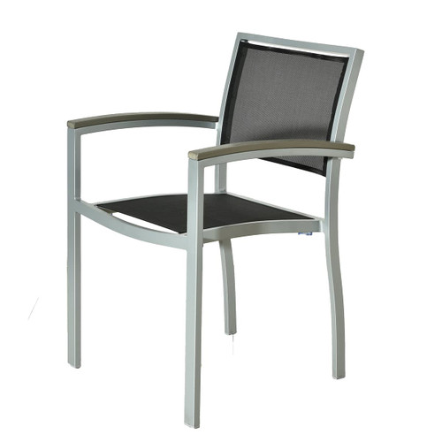 BUM - Marco Silver/Black Batyline Sling Armchair - A-MARCO-516A-BT-GS