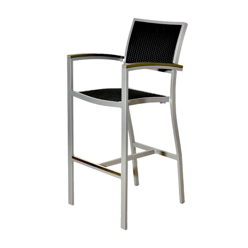 BUM - Marco Silver/Graphite Wicker Bar Stool w/ Arms - B-MARCO-516B-SW-BS