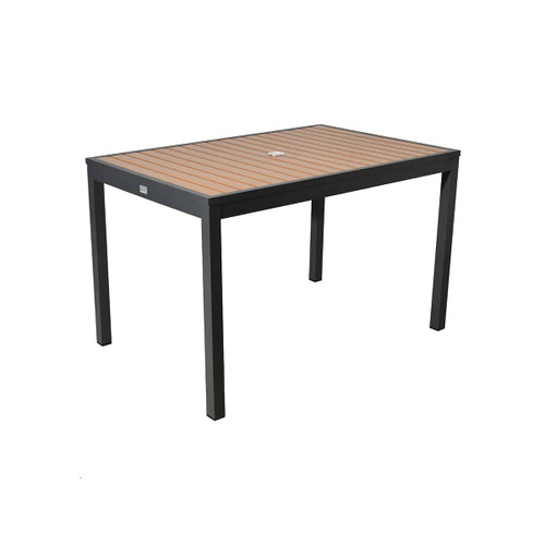 BUM - Marco 48" x 32" Anthracite/Teak Polywood Dining Table - T-MARCO-DT516-48Q-TA