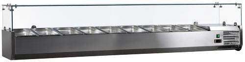 Omcan - 79" Refrigerated Topping Rail w/ Glass Guard - 46680