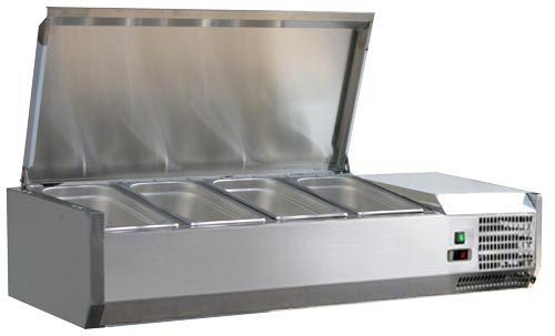 Omcan - 46" Refrigerated Topping Rail w/ Stainless Steel Cover - 46658