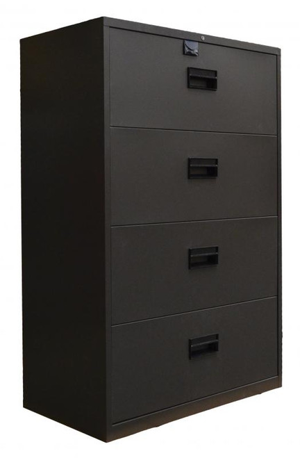 Omcan - 36" Wide Black Lateral Legal File Cabinet w/ Four Drawers - 13076