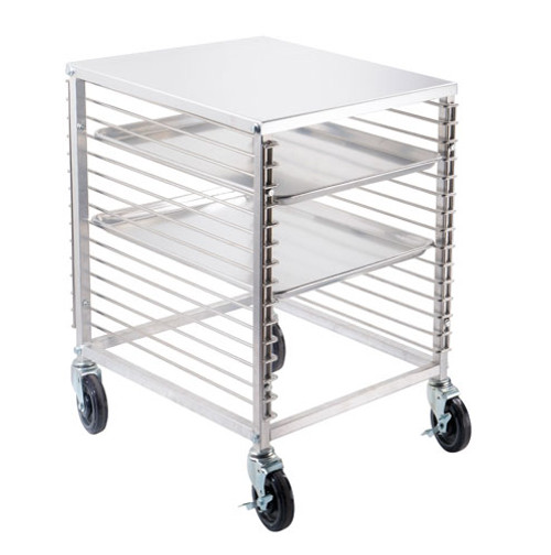 Omcan - Aluminum Counter-Height End-Load Bun Pan Rack w/ 15 Slides & Solid Flat Top - 46800