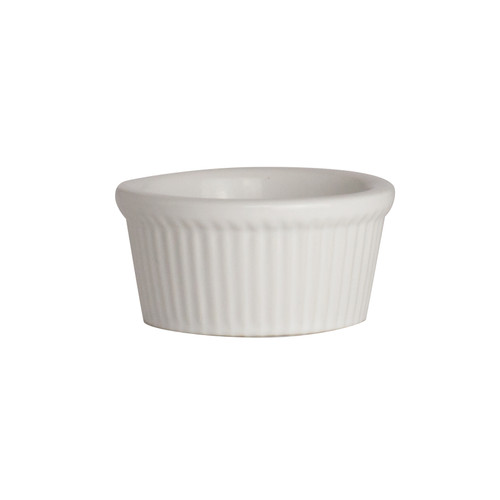 Varick - 4 1/2 Oz White Cafe Porcelain Round Fluted Ramekin (36 Per Case) - 6900E468