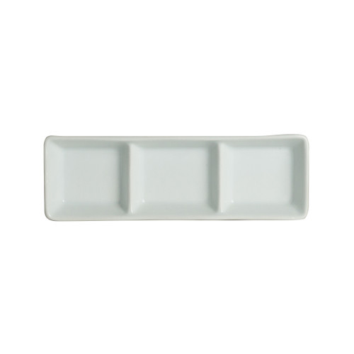 Varick - 3/4 Oz White Cafe Porcelain 3 Compartment Dish Rectangle (36 Per Case) - 6900E487