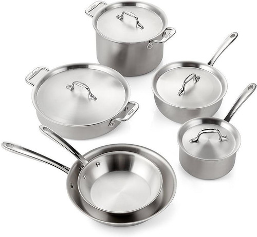 All-Clad - 10 Pc Brushed Curated Stainless Steel Cookware Set