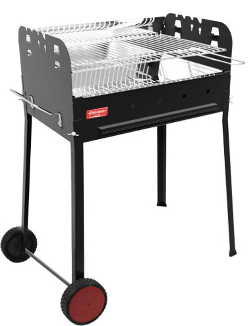 Omcan - Painted Steel Charcoal BBQ Grill w/ Stainless Steel Brazier & 2 Wheels - 47311