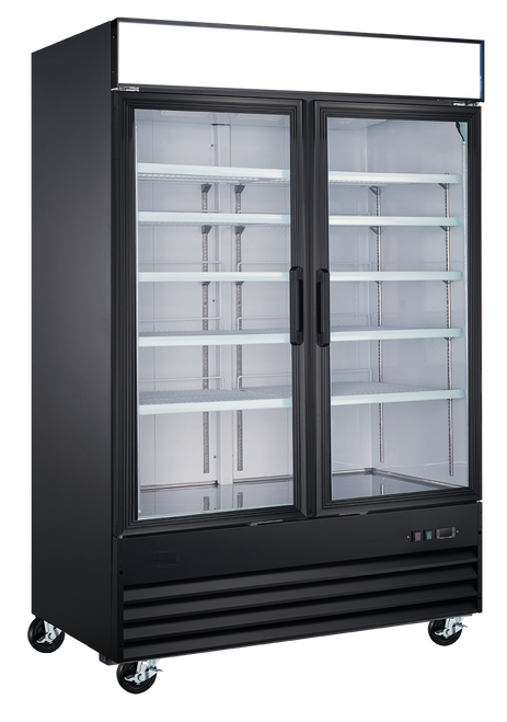 EFI Sales - 49" Black Freezer w/ 2 Glass Doors - F2-49GDVCX