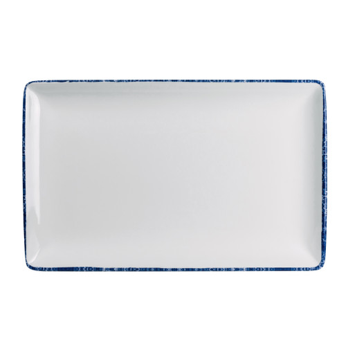 Creations - 12 In X 7 1/2 In White Blue Dapple Rectangle Tray (12 Per Case) - 7068MM300