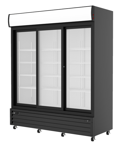 EFI Sales - 68" Black Refrigerator w/ 3 Sliding Glass Doors - C3S-68GD