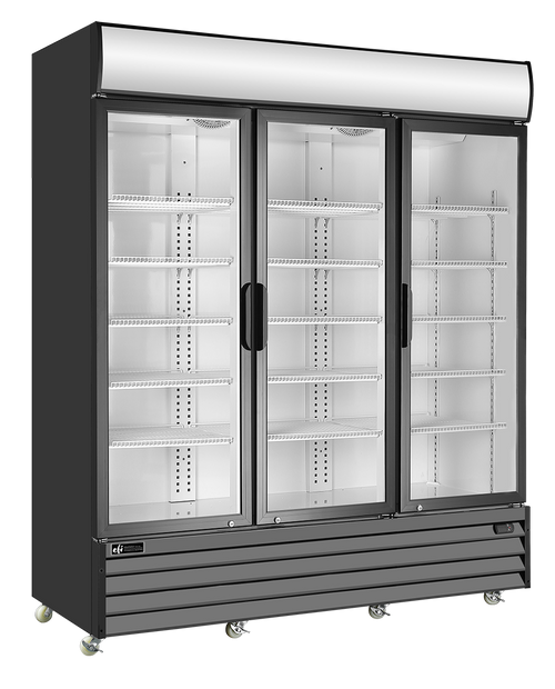 EFI Sales - 68" Black Refrigerator w/ 3 Glass Doors - C3-68GD