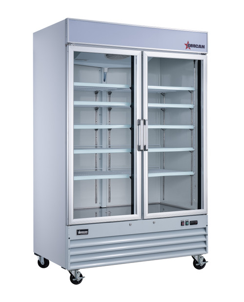 Omcan - 53" White Refrigerator w/ 2 Swing Glass Doors - 52032