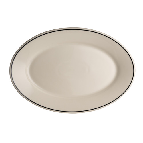 Homer Laughlin - 11 3/4 In X 8 In Black Line Rolled Edge Oval Platter (12 Per Case) - HL1551743