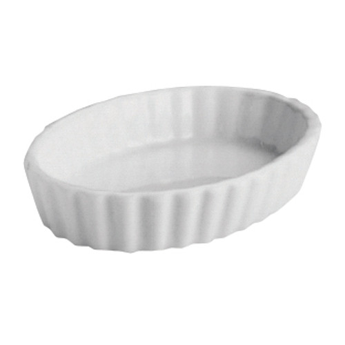 Hall China - 5 Oz White Oval Fluted Souffle Creme Brulee Dish (24 Per Case) - HL8520AWHA