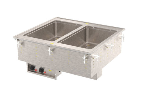 Vollrath - Two-Well Marine Grade Modular Drop-In Hot Well 208V w/ Thermostatic Controls & Manifold Drain - 3640070HD